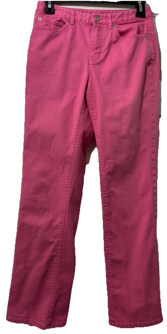 Talbots Petites Pink Jeans Size 2P Straight Leg Summer Denim Casual Preppy